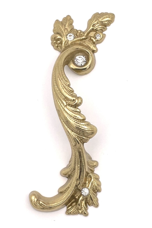 Ручка скоба (левая) 19.103.06, материал Латунь, отделка Хрусталь Латунь, 140*48 мм