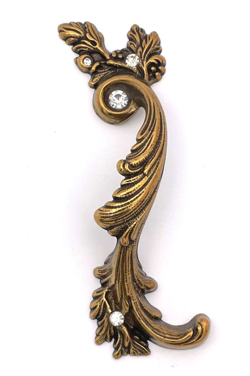 Ручка скоба (правая) 19.003.11, материал Замак, отделка Бронза Хрусталь, 140*48 мм