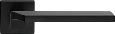 Дверная ручка на квадратной розетке "GIRO" BLACK MATT 487/024, материал Замак, цвет Черный, отделка Черный, 154*50 мм