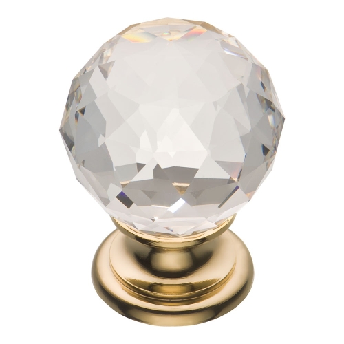 Ручка кнопка 9991-100, материал Замак Стекло, отделка Золото Стекло, 35*48 мм