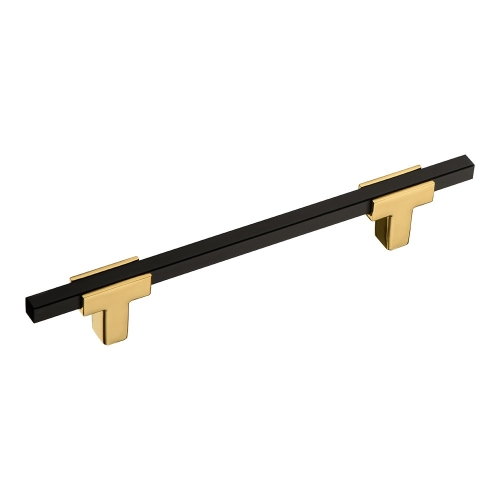 Ручка скоба 778-128-Gold-Matt Black, материал Замак, цвет Чёрный, отделка Золото Черный, 27*14*196 мм