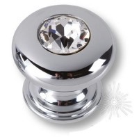 Ручка кнопка 0775-005-2, материал Латунь, отделка Хром Хрусталь, 30*30 мм