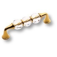 Ручка скоба 2537-030-96, материал Замак, отделка Золото Хрусталь, 34*21*112 мм
