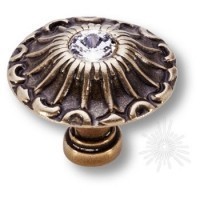 Ручка кнопка 15.304.24SWA12, материал Замак, отделка Бронза Кристаллы Swarovski, 22*d=24 мм