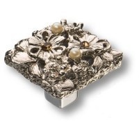 Ручка кнопка"Petit Bouquet" 20.35MO07, материал Замак, отделка Хром Кристаллы Swarovski, 25*32*32 мм