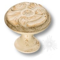 Ручка кнопка 15.366.25.20, материал Замак, отделка Золотая патина Золото Слоновая кость, 18*d=25 мм