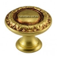 Ручка кнопка "RAFFAELLO" 436BPOV35, материал Латунь, отделка Французское золото, 28*d=35 мм