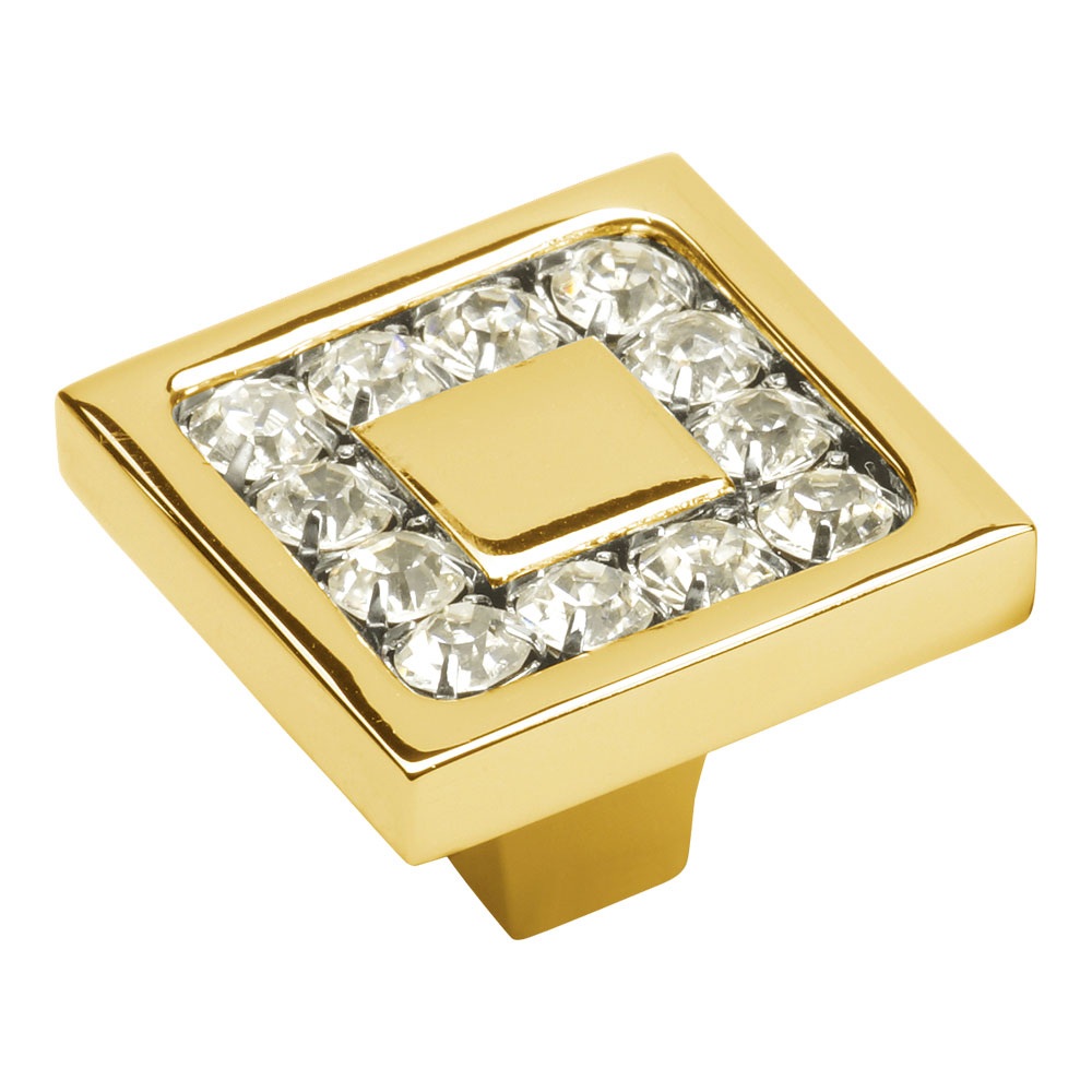 Ручка кнопка 0771-030-2, материал Латунь, отделка Золото Кристаллы Swarovski, 30*30*22 мм