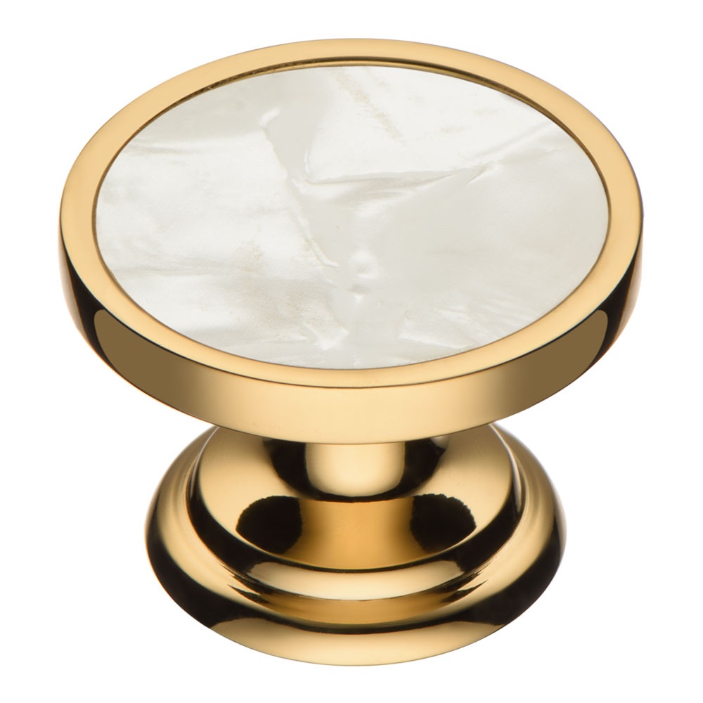 Ручка кнопка 0780-003, материал Латунь, отделка Золото Перламутр, 23*d=30 мм