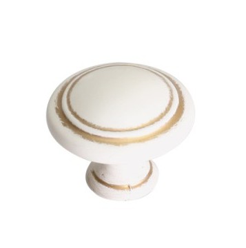 Ручка кнопка WPO.2025Y.30.M00V7, материал Замак, отделка Золотая патина Слоновая кость Золото, d=30 мм