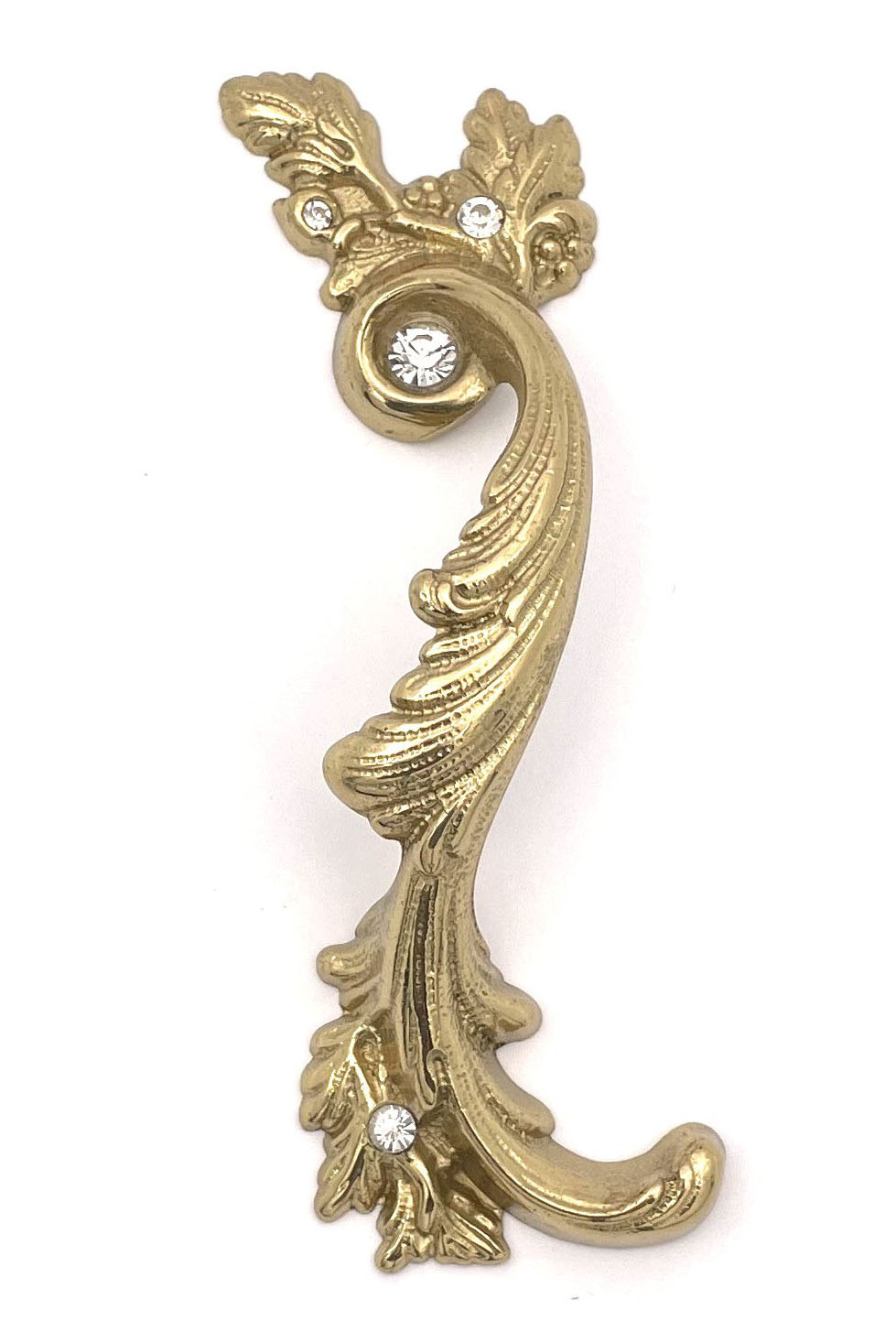 Ручка скоба (правая)  19.003.06, материал Латунь, отделка Хрусталь Латунь, 140*48 мм