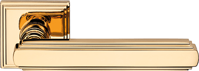 Дверная ручка на квадратной розетке "GLAMOR" OZ 1555/016, материал Латунь, отделка Золото, 145*53*53 мм