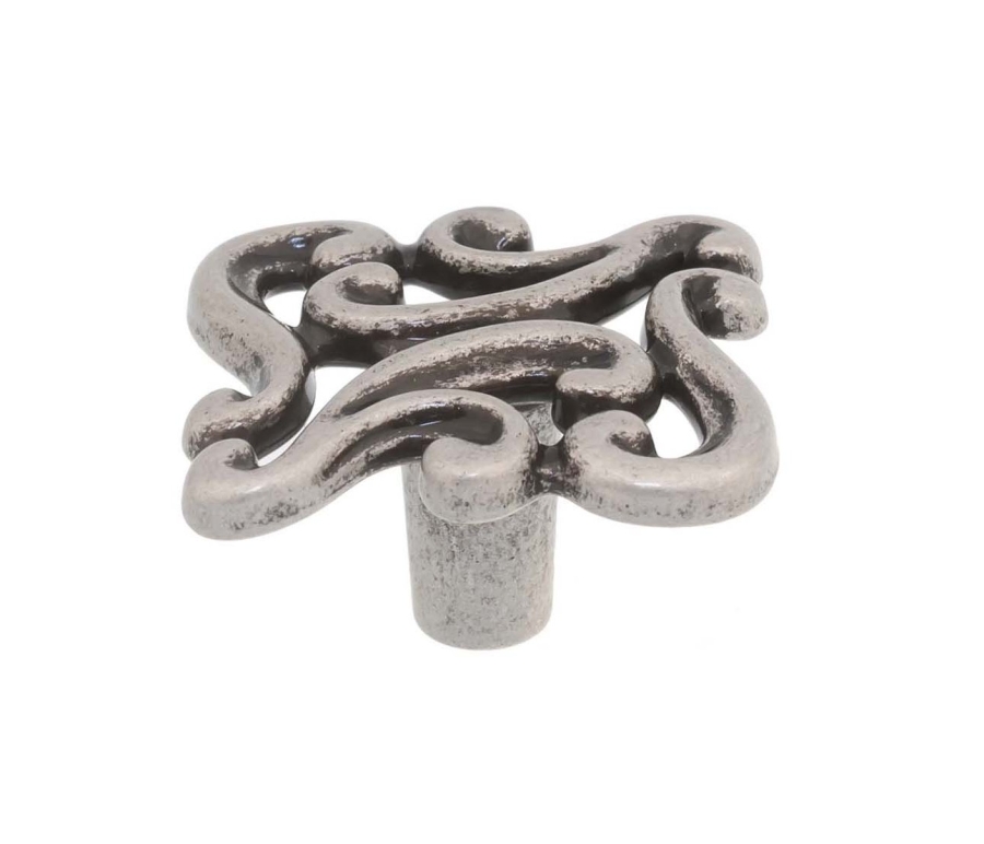 Ручка кнопка WPO.721.000.00E8, материал Замак, отделка Серебро, 38*38*23 мм